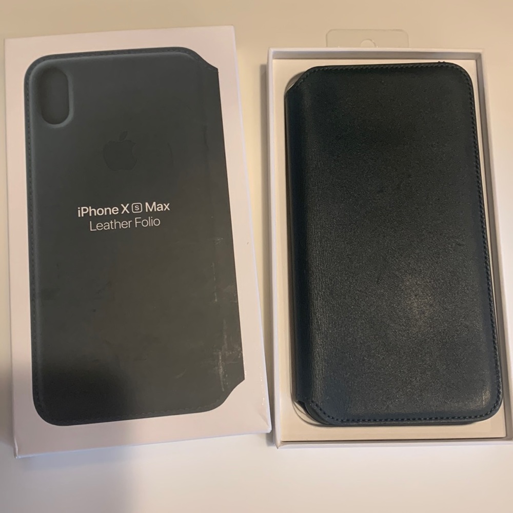 Forest Green Apple iPhone X s Max Leather Folio Case